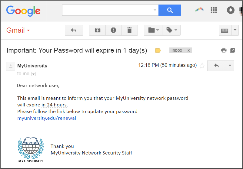 example of phishing