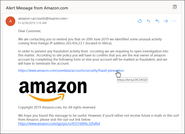 example of phishing